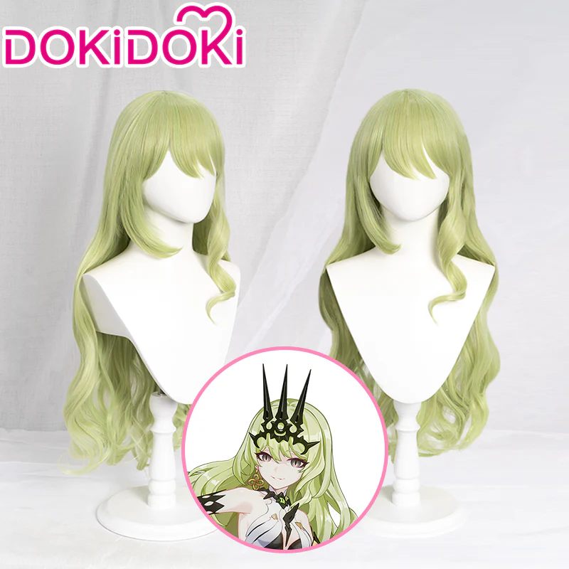 【Ready For Ship】DokiDoki Game Honkai Impact 3 Cosplay Mobius Cosplay Wig Long Curly Green