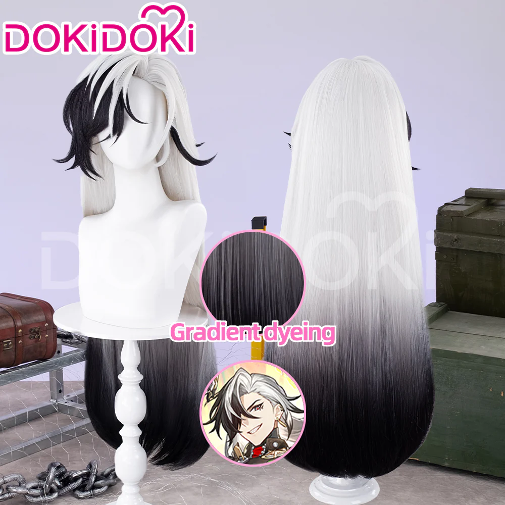 【Ready For Ship】DokiDoki Game Honkai: Star Rail Cosplay Boothill Wig / Earring Long White Black Wig Male - Image 3