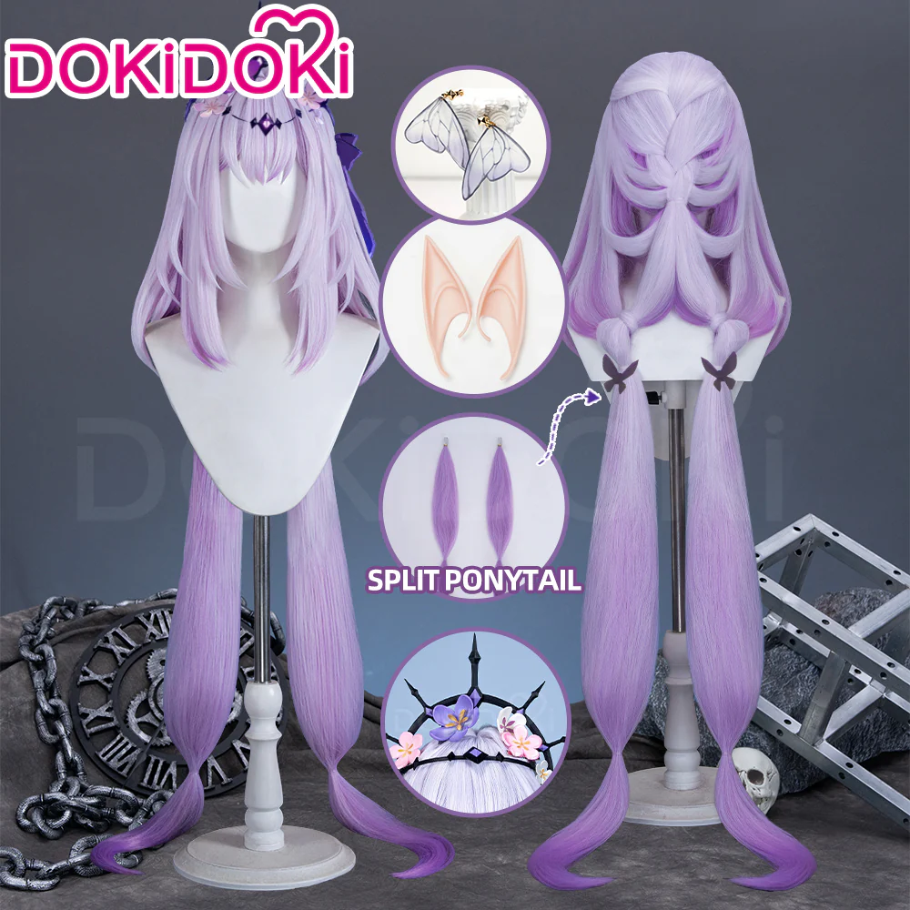 【Ready For Ship】DokiDoki Game Honkai: Star Rail Cosplay Castorice Cosplay Wig / Headwear Ears / Earrings Ear Clips Ear Accessories Long Straight Purple Hair Twin Ponytails