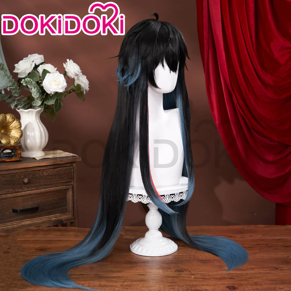 【Ready For Ship】DokiDoki Game Honkai: Star Rail Cosplay Dan Heng Imbibitor Lunae Wig Danheng Long Black Green / Horns / Head Accessory - Image 2