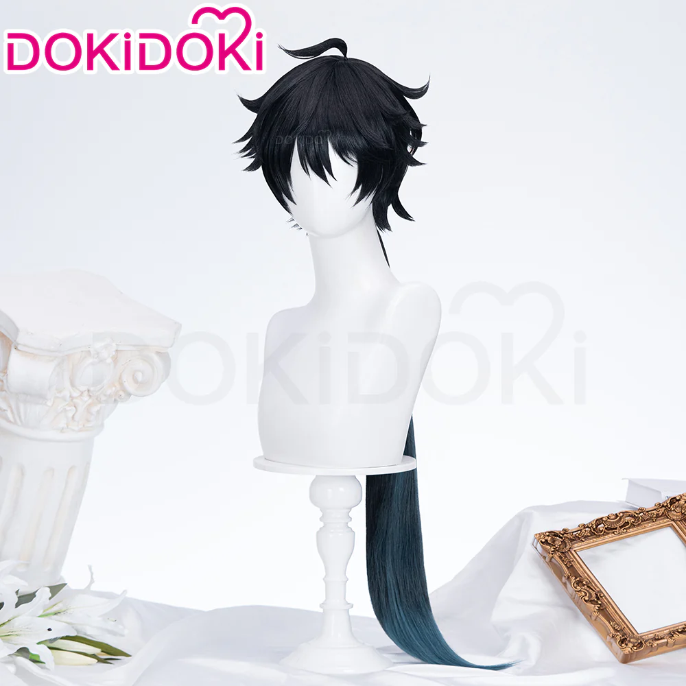 【Wig Ready For Ship】DokiDoki Game Honkai: Star Rail Cosplay Dan Heng Permansor Terrae Wig / Horn / Ear Clip Danheng Long Black Hair Accessory - Image 3