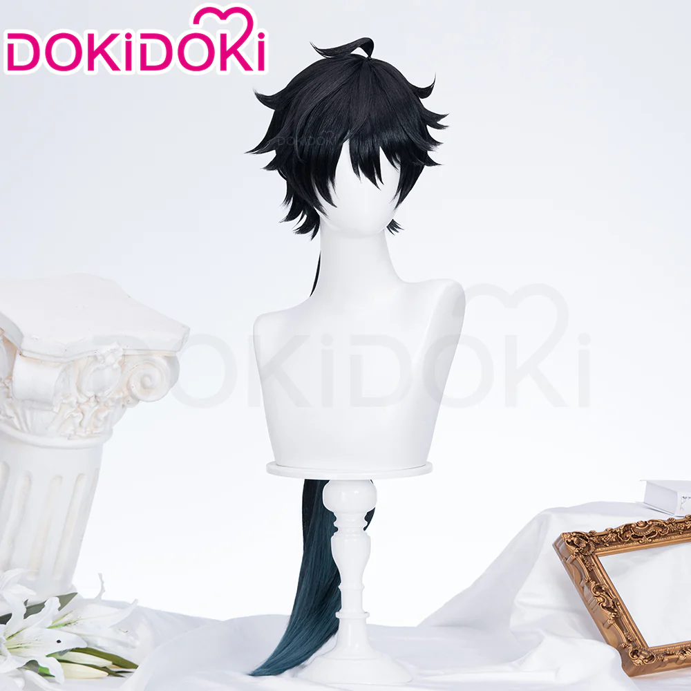 【Wig Ready For Ship】DokiDoki Game Honkai: Star Rail Cosplay Dan Heng Permansor Terrae Wig / Horn / Ear Clip Danheng Long Black Hair Accessory - Image 4