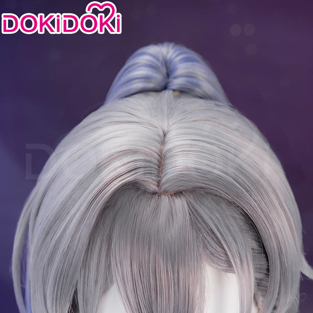 【Ready For Ship】DokiDoki Game Honkai: Star Rail Cosplay Silver Wolf Wig Sliver Blue Gradient Pony Tail / Glasses/ Ear Clip - Image 5