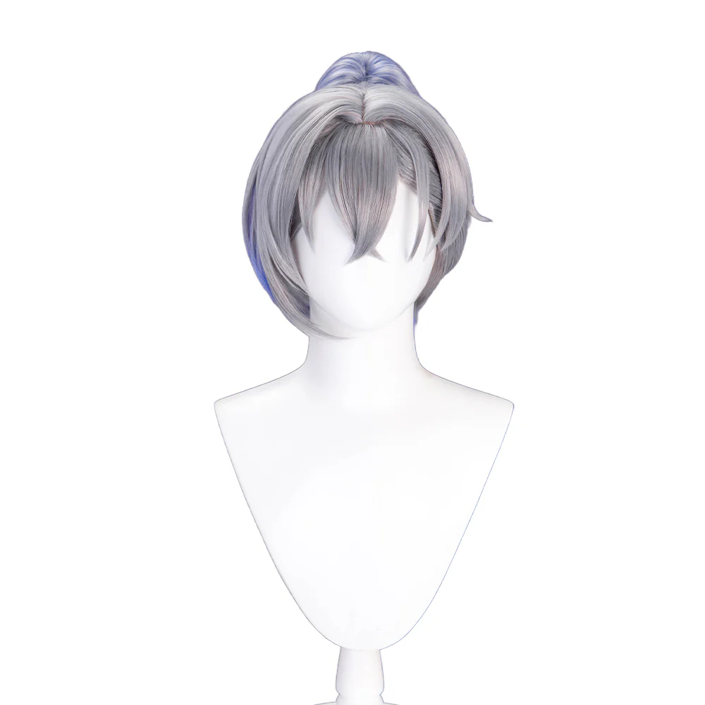 【Ready For Ship】DokiDoki Game Honkai: Star Rail Cosplay Silver Wolf Wig Sliver Blue Gradient Pony Tail / Glasses/ Ear Clip - Image 6