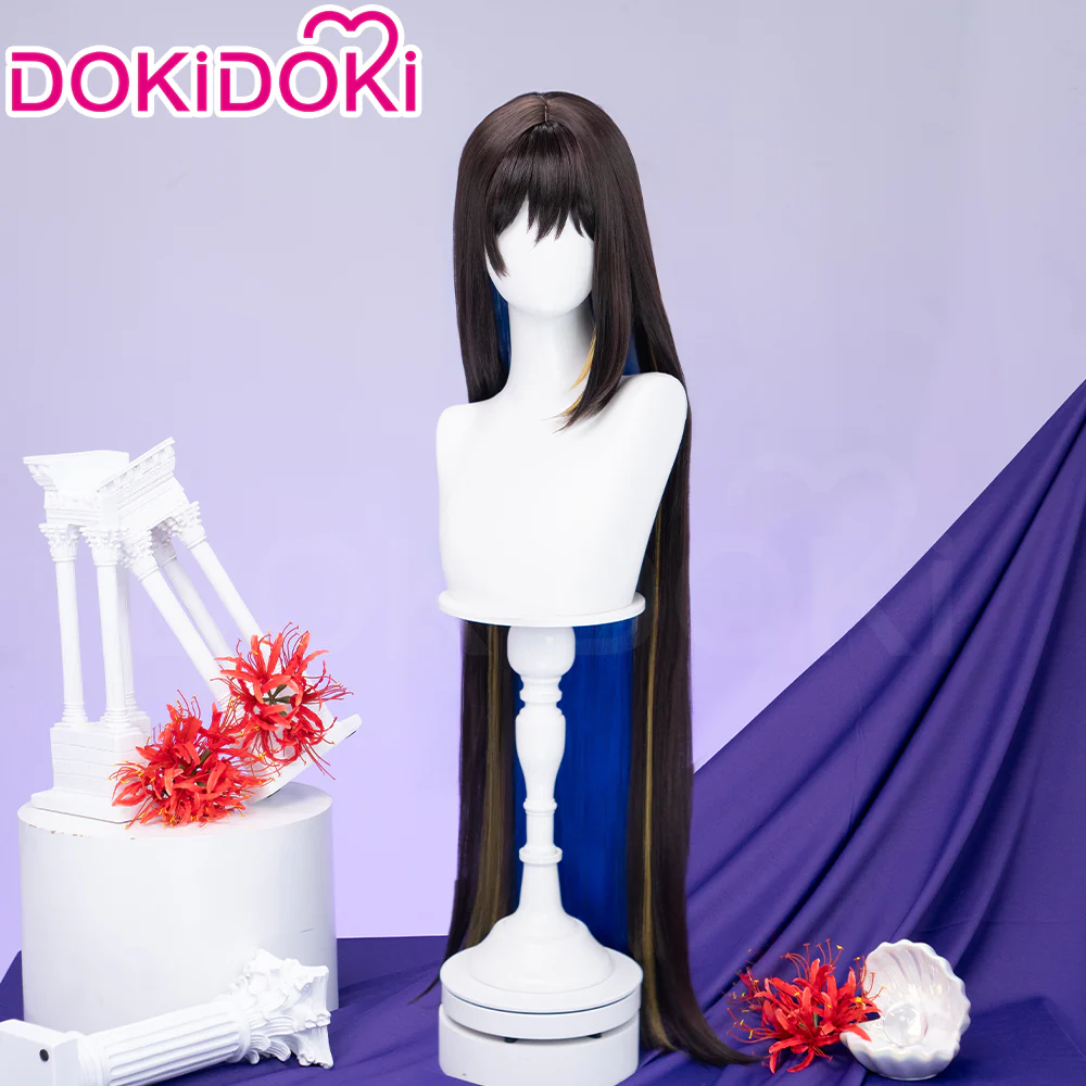 【Ready For Ship】DokiDoki Game Honkai: Star Rail Cosplay The Dahlia Wig Long Straight Black Yellow Highlight Hair Blue Inner Layer Constance - Image 2