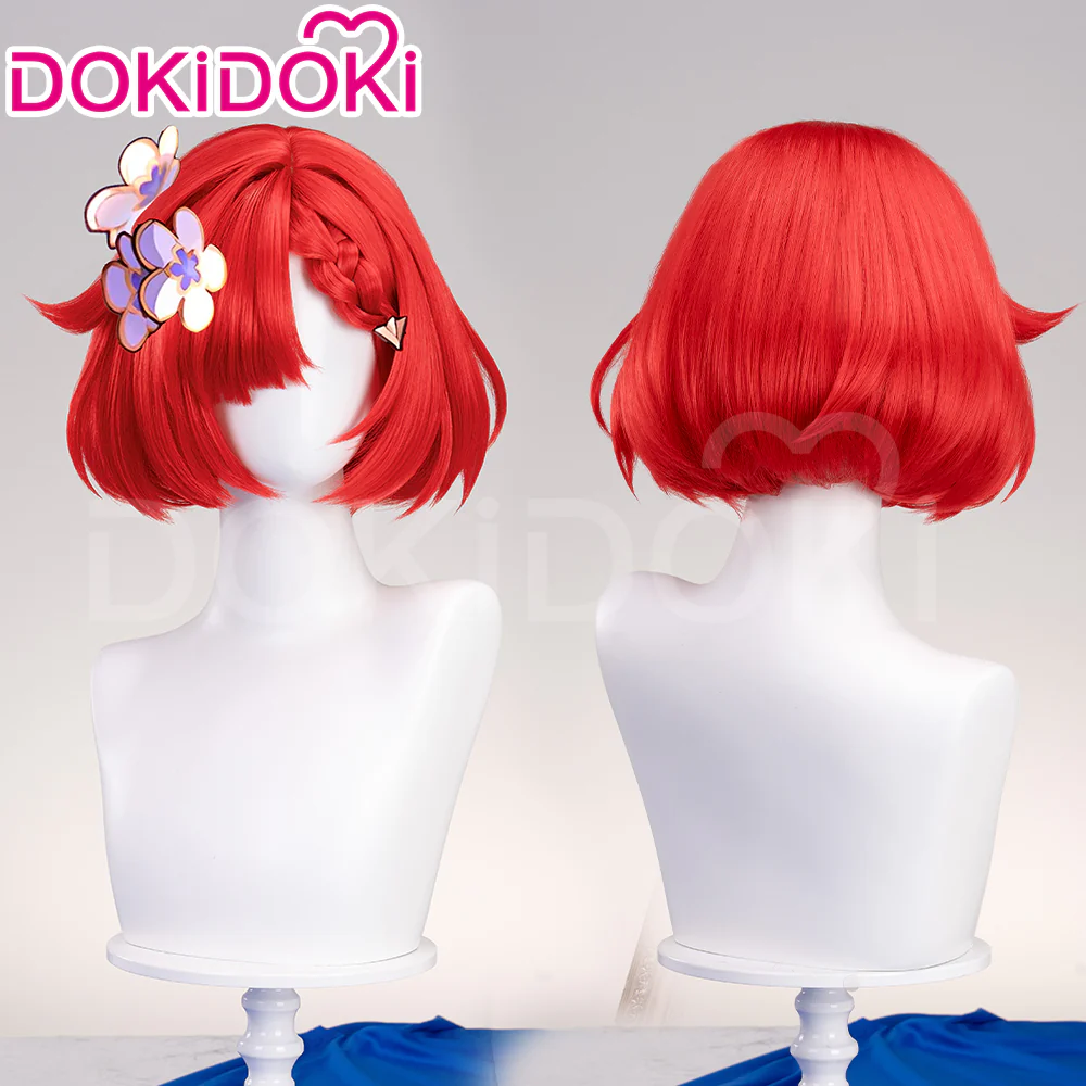 DokiDoki Game Honkai: Star Rail Cosplay Tribios Cosplay Wig Short Red Straight Wig - Image 3