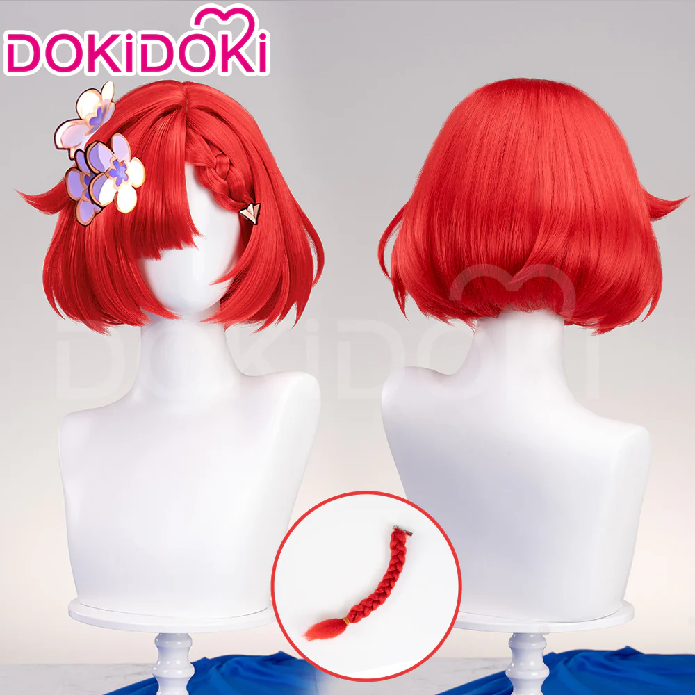 DokiDoki Game Honkai: Star Rail Cosplay Tribios Cosplay Wig Short Red Straight Wig - Image 4