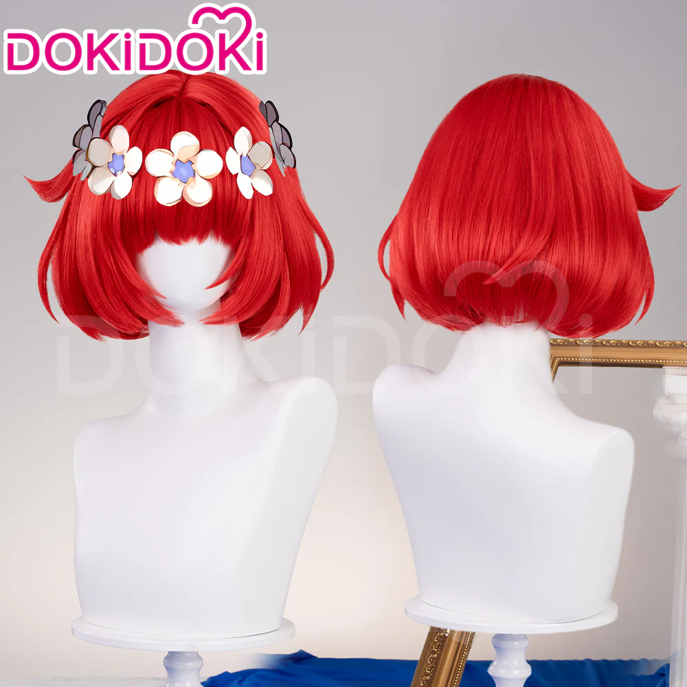 DokiDoki Game Honkai: Star Rail Cosplay Tribios Cosplay Wig Short Red Straight Wig - Image 9