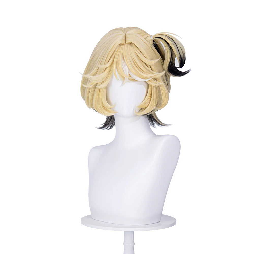 【Ready For Ship】DokiDoki Game Identity V Cosplay Mechanic Wig Short Reverse Warping Yellow Black Highlight Hair Tracy Resnick idv - Image 5