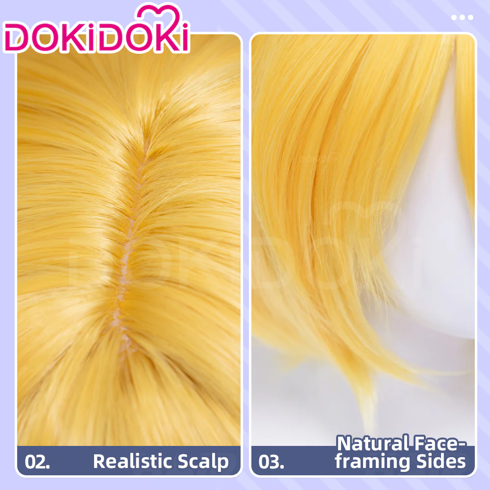 【Ready For Ship】DokiDoki Game Cosplay Men Wig Short Straight Yellow Hair - Image 4