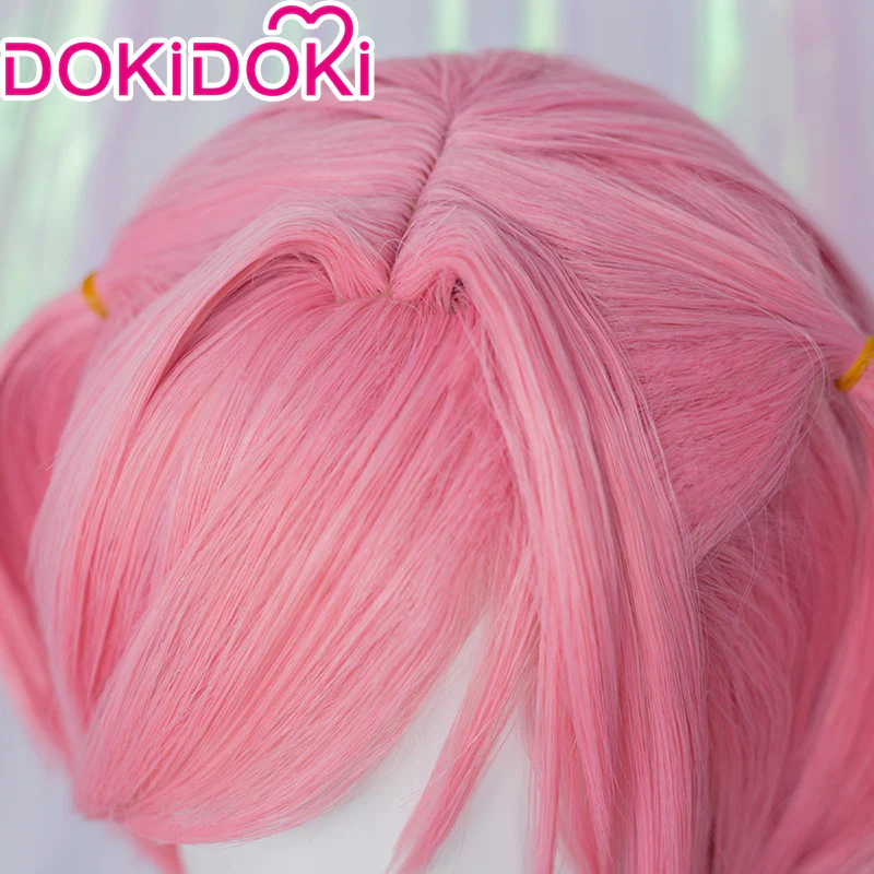 DokiDoki GAME Literature Club Cosplay Natsuki Wig / Hairclip Short Pink Wig DDLC - Image 5