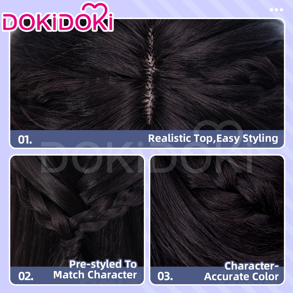 【Partially Ready For Ship】DokiDoki Game Love And Deepspace Cosplay Protagonist MC Wedding Wig / Veil / Headwear Xavier / Sylus / Zayne / Rafayel / Caleb Black Hair Buns - Image 17
