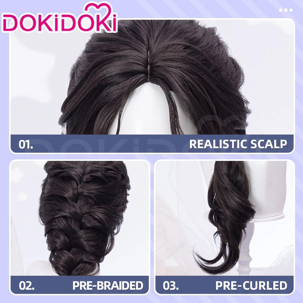 【Partially Ready For Ship】DokiDoki Game Love And Deepspace Cosplay Protagonist MC Wedding Wig / Veil / Headwear Xavier / Sylus / Zayne / Rafayel / Caleb Black Hair Buns - Image 23