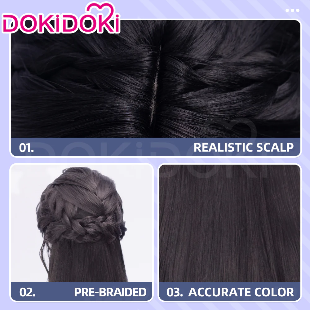 【Partially Ready For Ship】DokiDoki Game Love And Deepspace Cosplay Protagonist MC Wedding Wig / Veil / Headwear Xavier / Sylus / Zayne / Rafayel / Caleb Black Hair Buns - Image 29