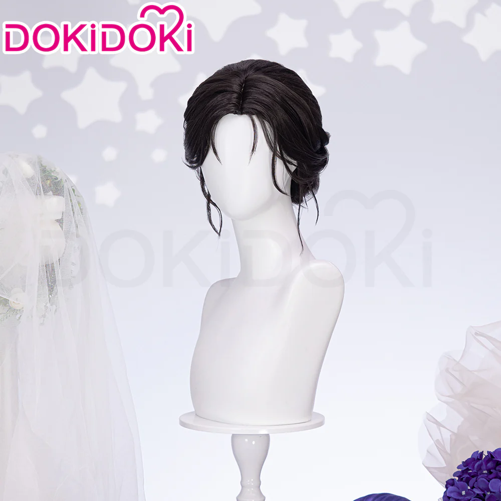 【Partially Ready For Ship】DokiDoki Game Love And Deepspace Cosplay Protagonist MC Wedding Wig / Veil / Headwear Xavier / Sylus / Zayne / Rafayel / Caleb Black Hair Buns - Image 6