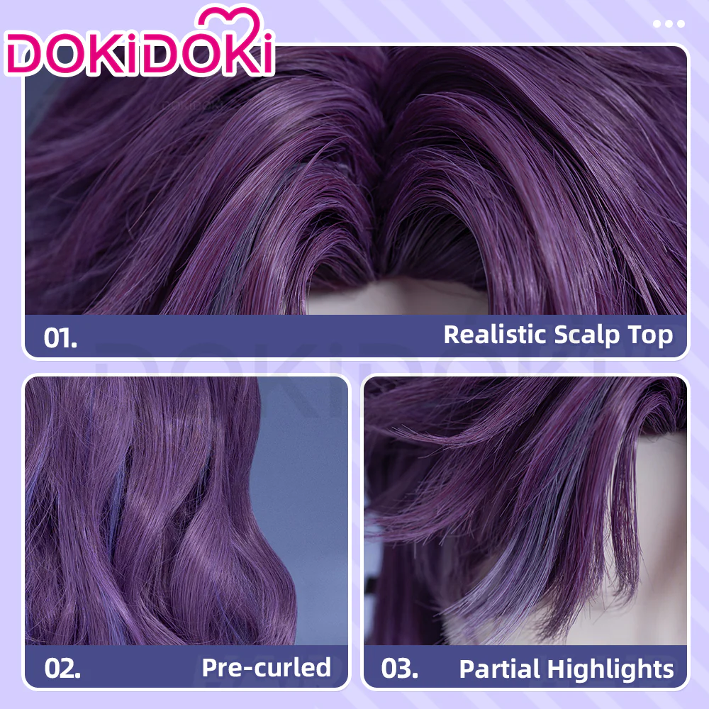 【Ready For Ship】DokiDoki Game Love And Deepspace Cosplay Rafayel Lemuria Sea God Wig / Tattoo  Long Curly Purple Hair Submerged Eclipse - Image 4