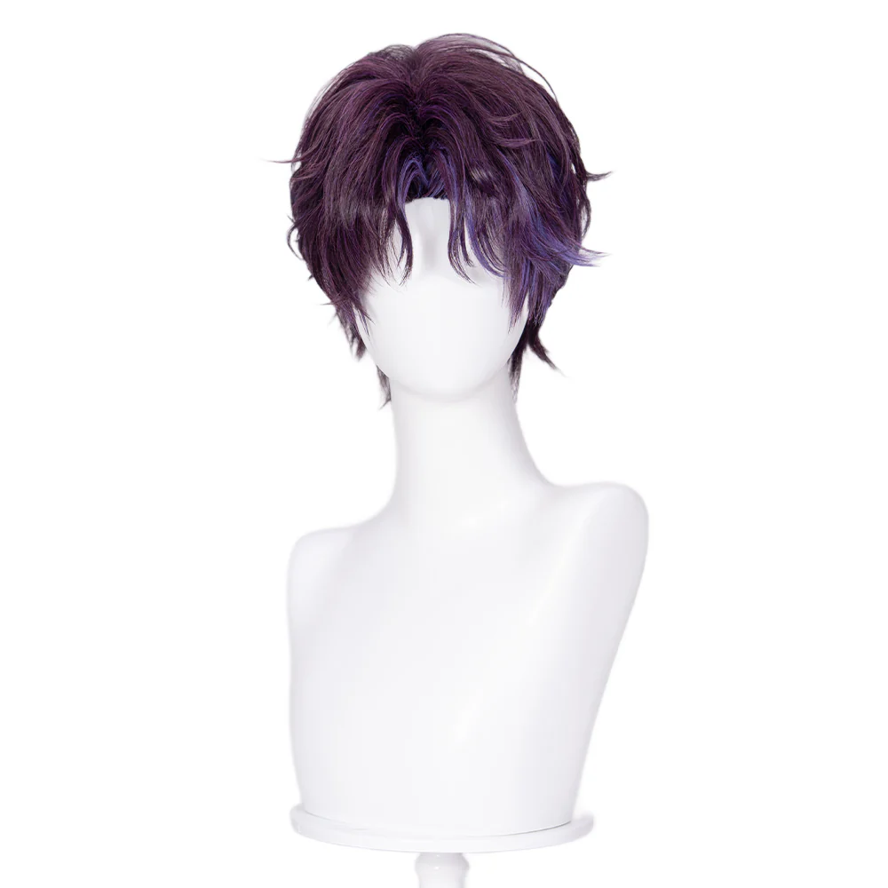 【Partially Ready For Ship】DokiDoki Game Love and Deepspace Cosplay Rafayel Wig / Ear Clip / Necklace Short Purple Hair Mullet Tidal Surge - Image 22