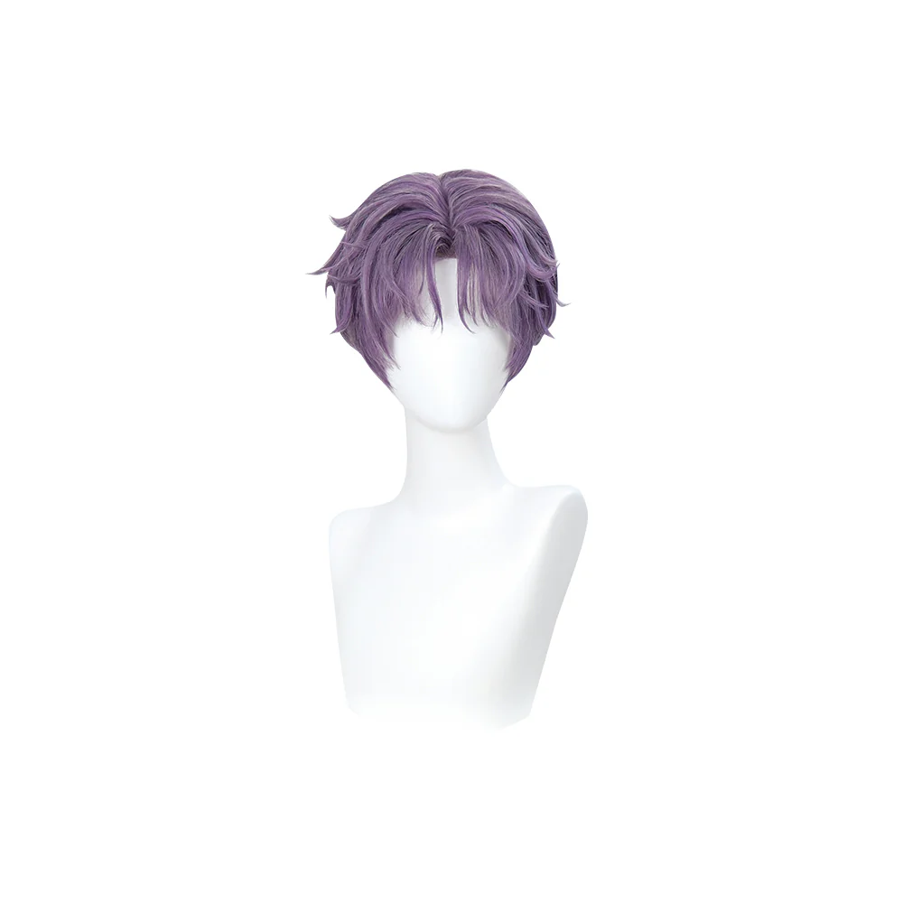 【Partially Ready For Ship】DokiDoki Game Love and Deepspace Cosplay Rafayel Wig / Ear Clip / Necklace Short Purple Hair Mullet Tidal Surge - Image 6