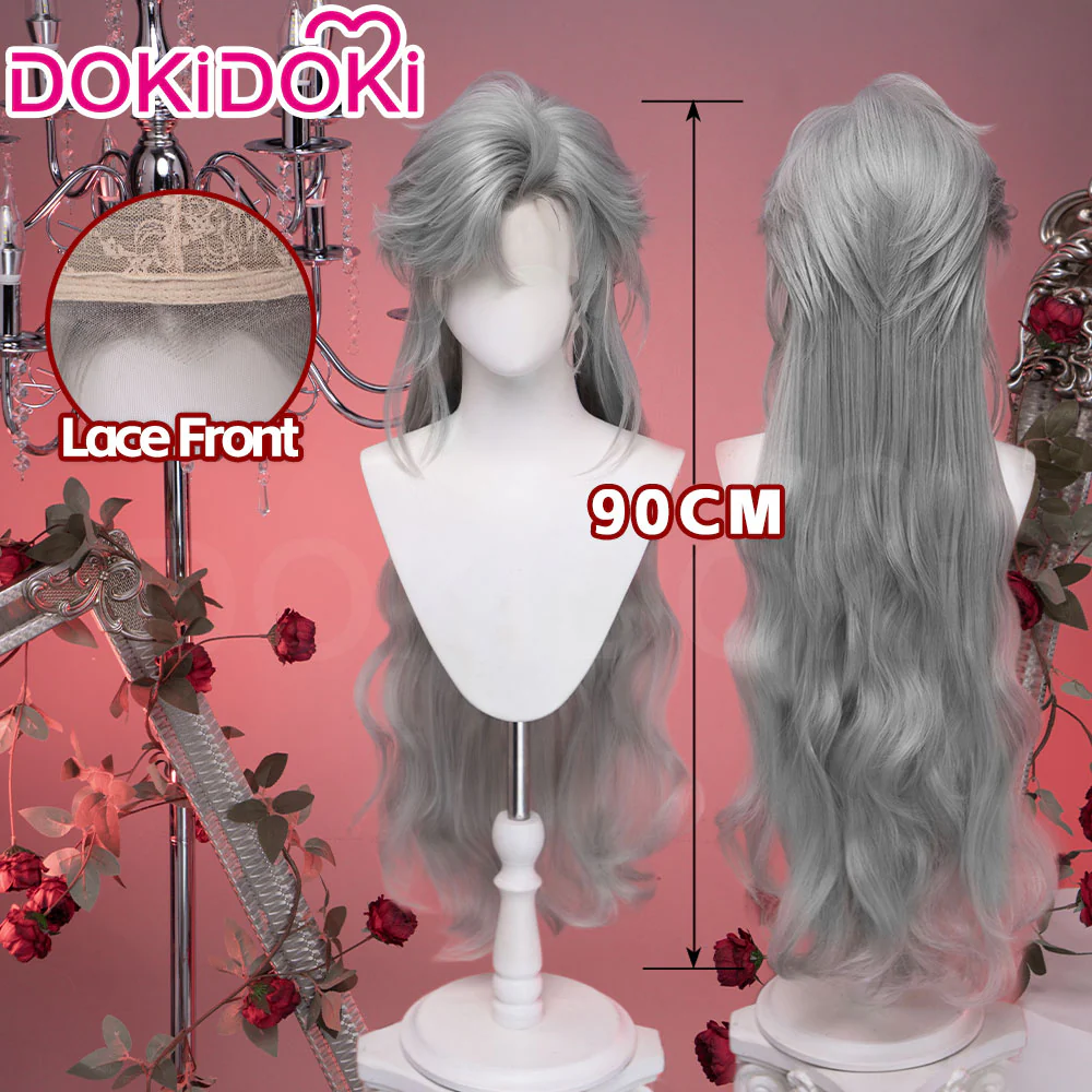 【Normal Ver Ready For Ship】【Front Lace】DokiDoki Game Love and Deepspace Cosplay Sylus Wig Long Curly Silver Hair Silverwing Fiend - Image 10
