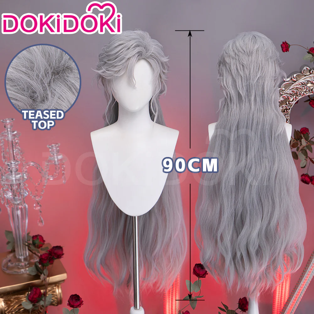 【Normal Ver Ready For Ship】【Front Lace】DokiDoki Game Love and Deepspace Cosplay Sylus Wig Long Curly Silver Hair Silverwing Fiend - Image 3