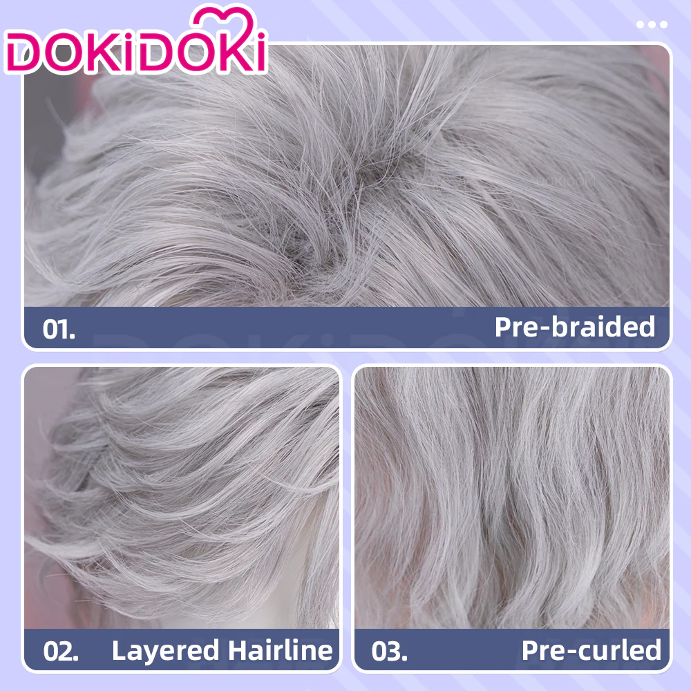 【Normal Ver Ready For Ship】【Front Lace】DokiDoki Game Love and Deepspace Cosplay Sylus Wig Long Curly Silver Hair Silverwing Fiend - Image 7