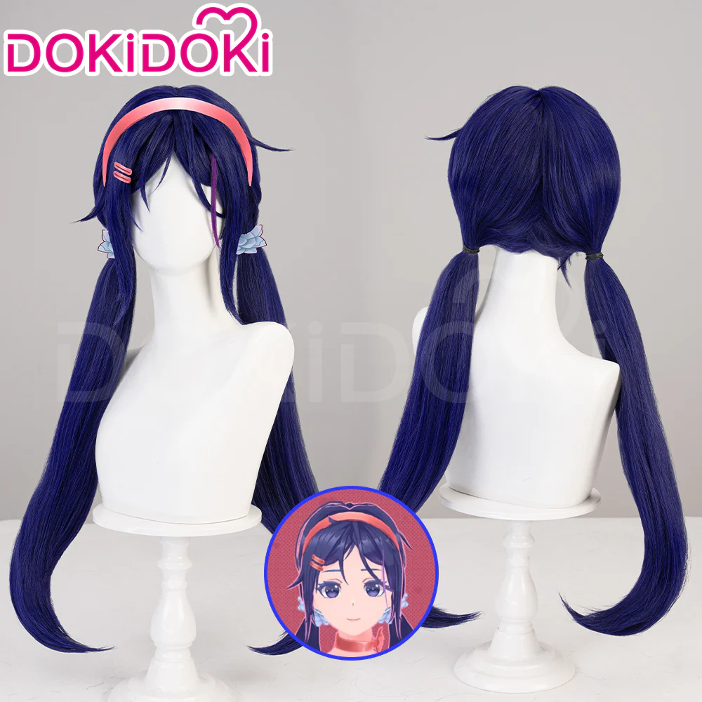 【Partially Ready For Ship】DokiDoki Game MiSide Cosplay Mita Wig / Scrunchies / Hairband / Hair Clips / Hat Long Curly Dark Purple Hair Twin Ponytails - Image 2