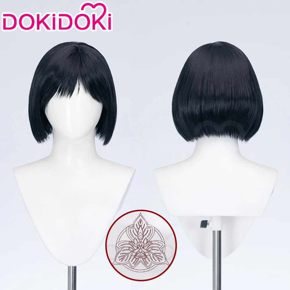【Ready For Ship】DokiDoki Gam Cosplay Wig / Tattoo / Mask Short Straight Black Hair