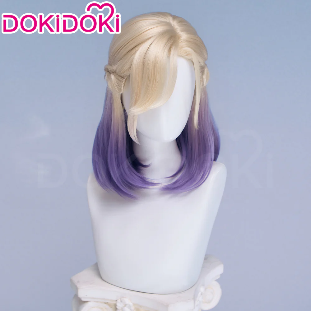 【Normal Ver Ready For Ship】DokiDoki Game Cosplay Wig Short Golden & Purple Hair Dorm - Image 10