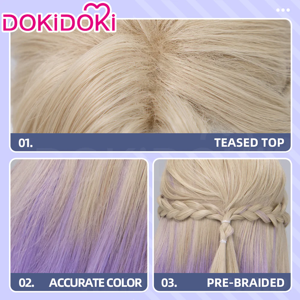 【Normal Ver Ready For Ship】DokiDoki Game Cosplay Wig Short Golden & Purple Hair Dorm - Image 6