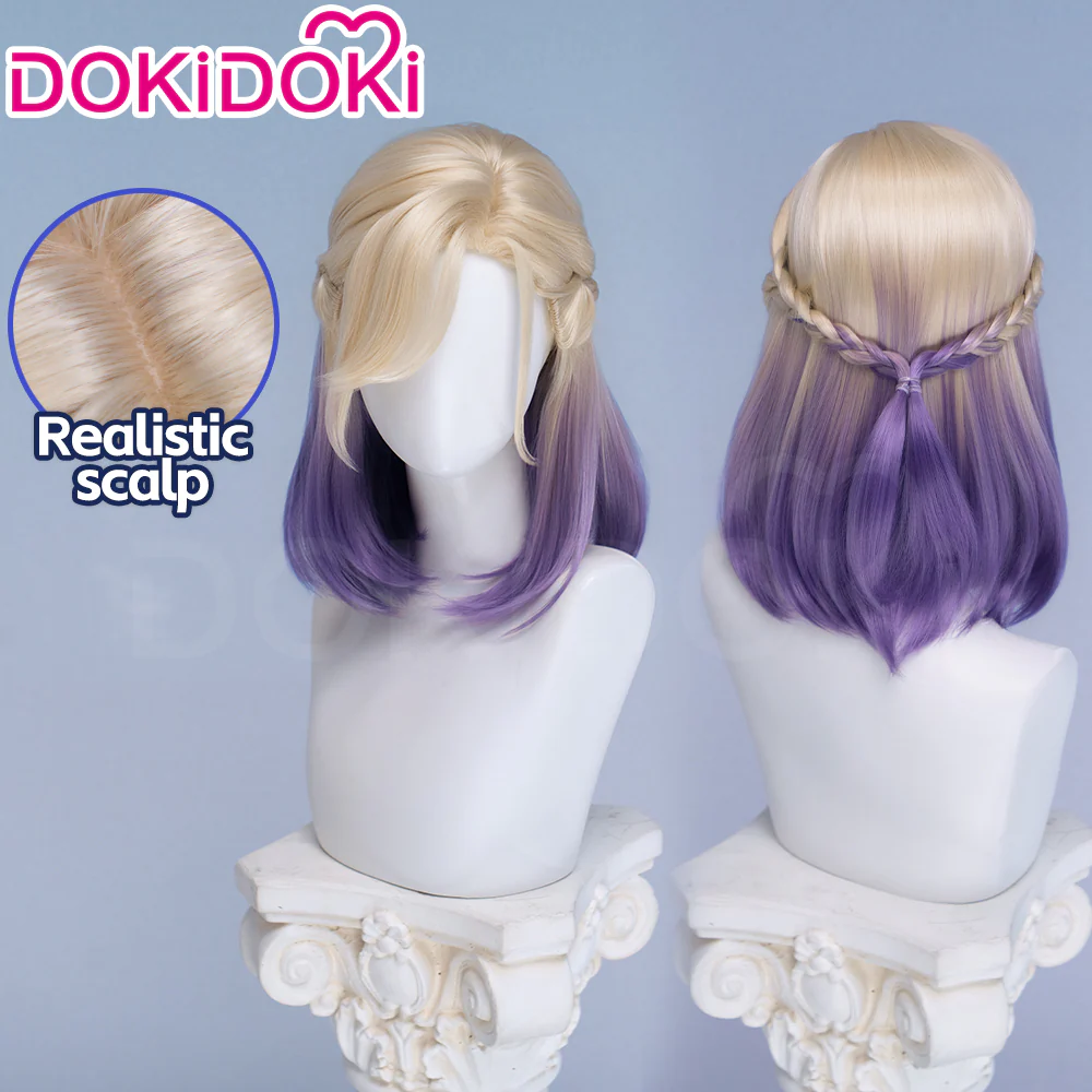 【Normal Ver Ready For Ship】DokiDoki Game Cosplay Wig Short Golden & Purple Hair Dorm - Image 8