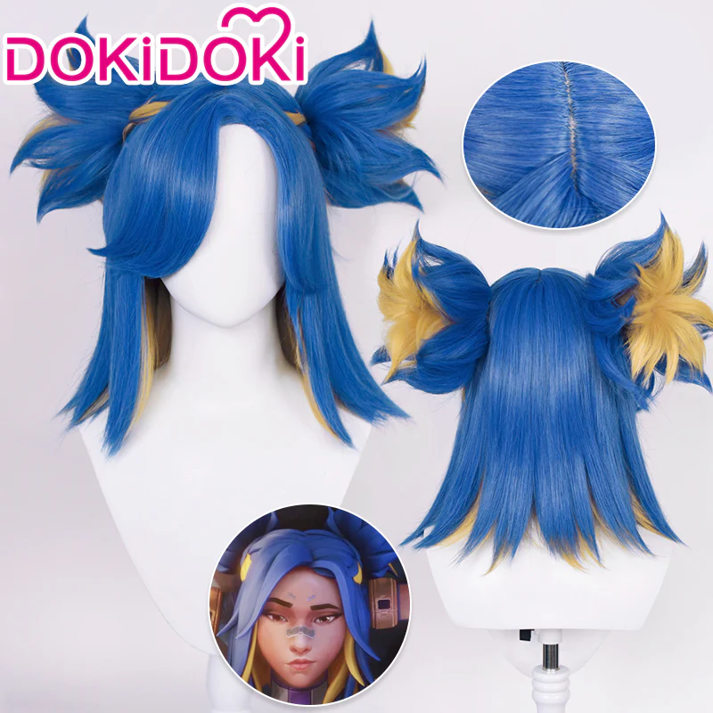 DokiDoki Game Valorant Cosplay Neon Cosplay Wig Blue Yellow