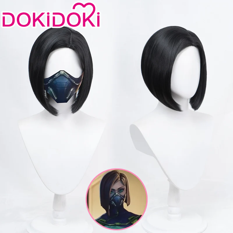 【Ready For Ship】DokiDoki Game Valorant Cosplay Viper Cosplay Wig Short Black Wig