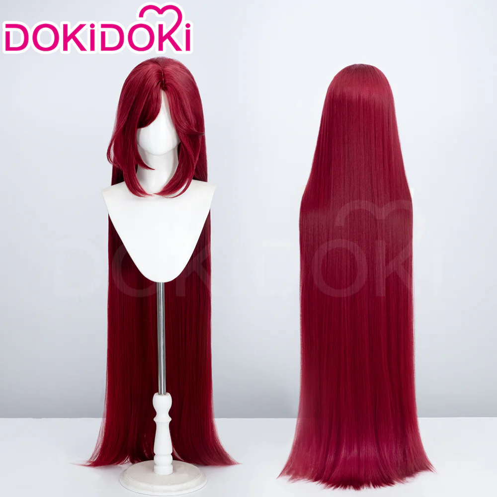 【Ready For Ship】DokiDoki Game Wig Cosplay Long Straight Red Hair Women