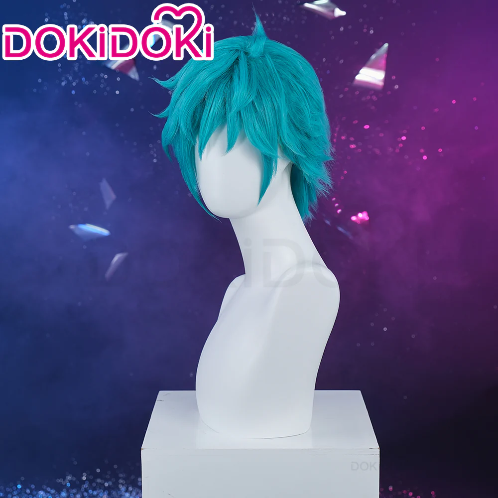 【Ready For Ship】DokiDoki Game Wig Short Straight Blue Cool Hair - Image 3