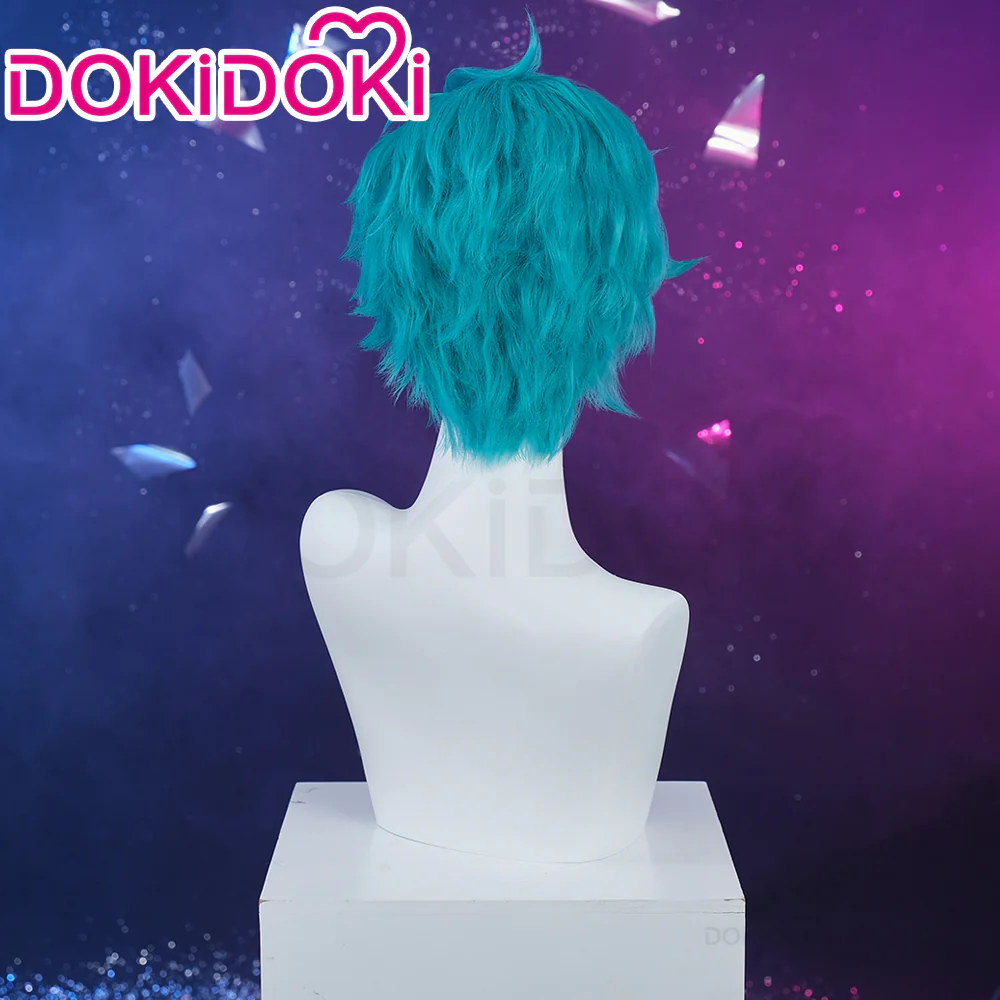 【Ready For Ship】DokiDoki Game Wig Short Straight Blue Cool Hair - Image 4