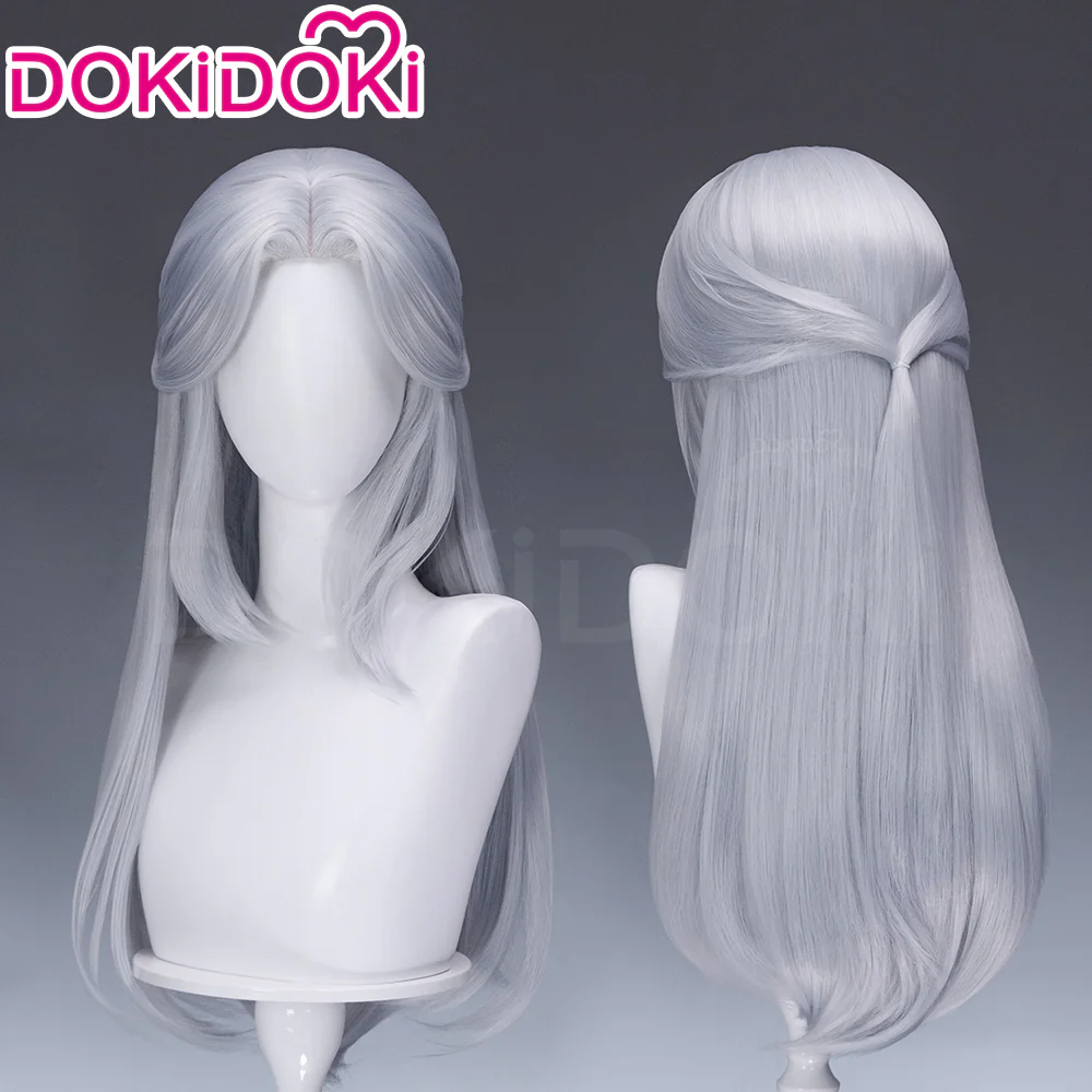 【Ready For Ship】DokiDoki Game Women Wig Long Straight Silver Hair