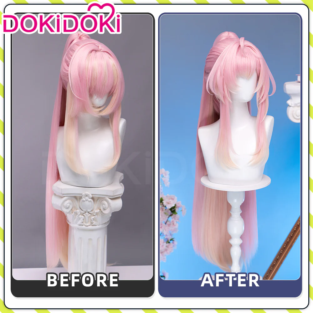 【Ready For Ship】DokiDoki Game Wuthering Waves Cosplay Aemeath Wig Long Straight Pink Ponytail Gradient Dyeing Hair - Image 4