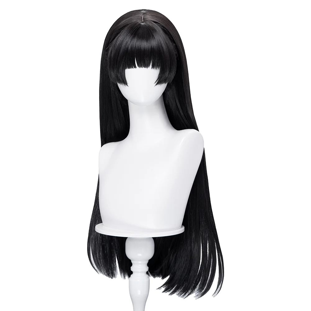 【Ready For Ship】DokiDoki Game Wuthering Waves Cosplay Chisa Wig Long Straight Black Hair - Image 5