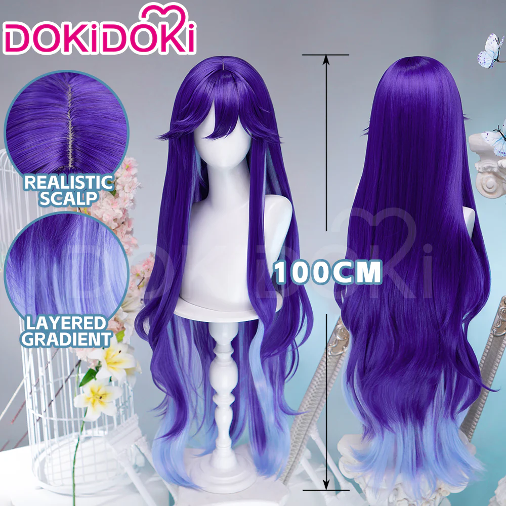 【Ready For Ship】DokiDoki Game Wuthering Waves Cosplay Lucilla Wig Long Curly Purple Layered Gradient Hair