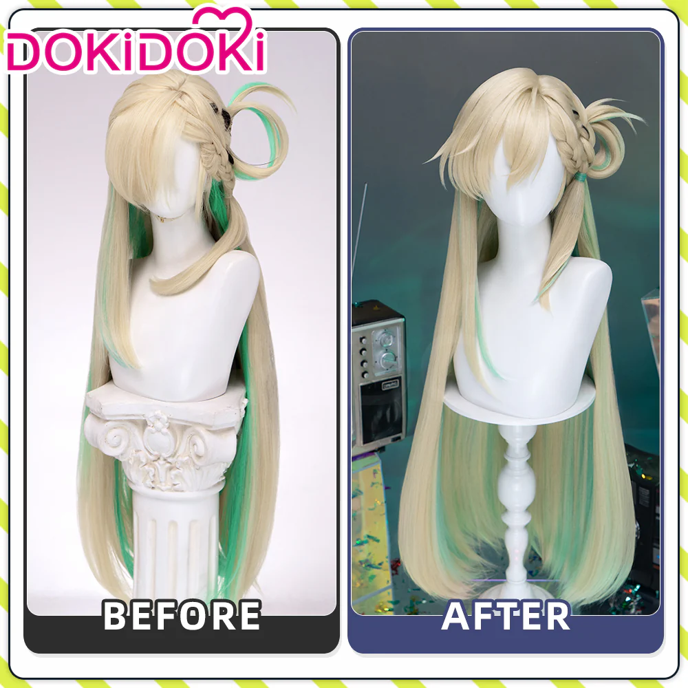 【Official Art Ver Ready For Ship】DokiDoki Game Wuthering Waves Cosplay Lynae Wig Long Straight Blonde Green Hightlight Hair - Image 13