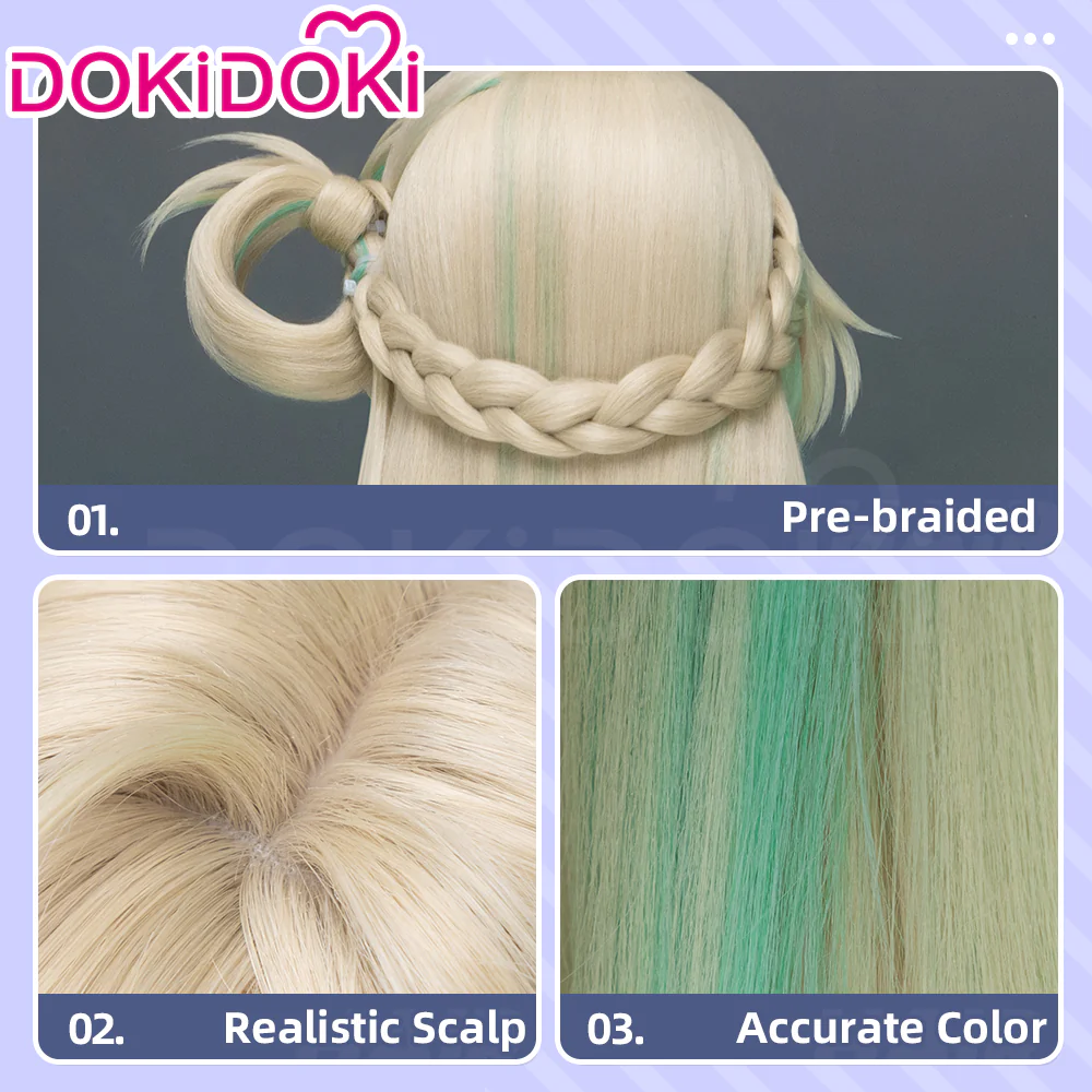 【Official Art Ver Ready For Ship】DokiDoki Game Wuthering Waves Cosplay Lynae Wig Long Straight Blonde Green Hightlight Hair - Image 14