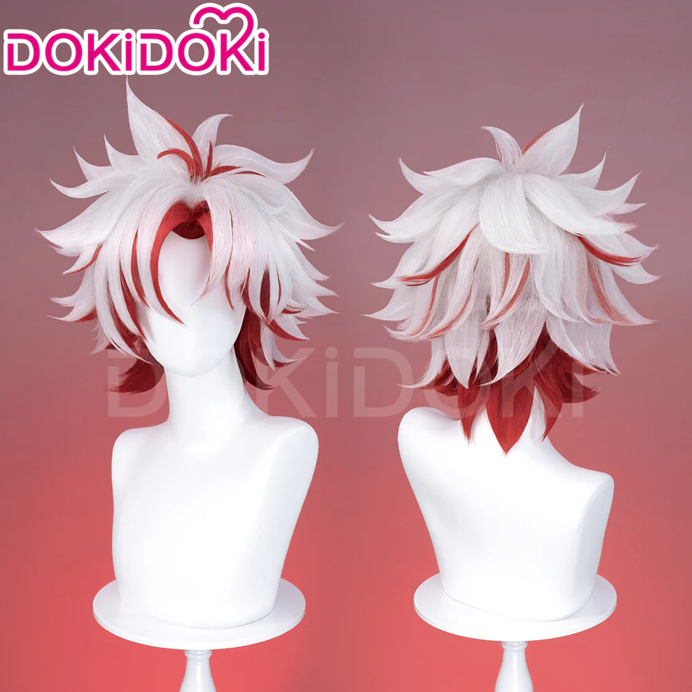 【Ready For Ship】DokiDoki Game Wuthering Waves Cosplay Scar Wig / Earrings / Ear Clips Short Straight White Red Hair - Image 2