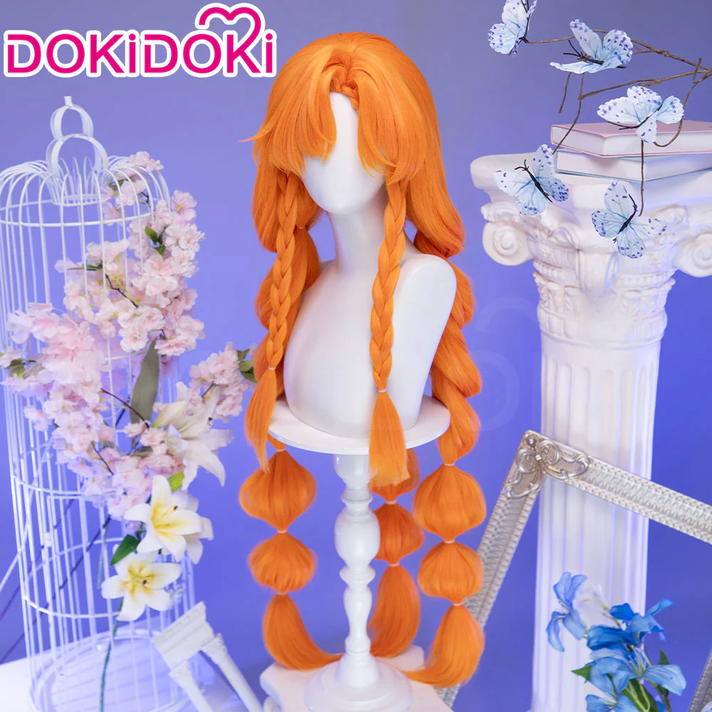 【Ready For Ship】DokiDoki Game Wuthering Waves Cosplay Sigrika Wig Long Orange Hair Bubble Braid Ponytail - Image 2