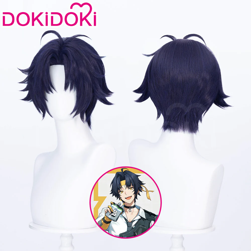 【Ready For Ship】DokiDoki Game Zenless Zone Zero Cosplay Asaba Yuma Wig / Choker / Earring / Ear Clip Short Straight Dark Blue Hair ZZZ Harumasa - Image 12