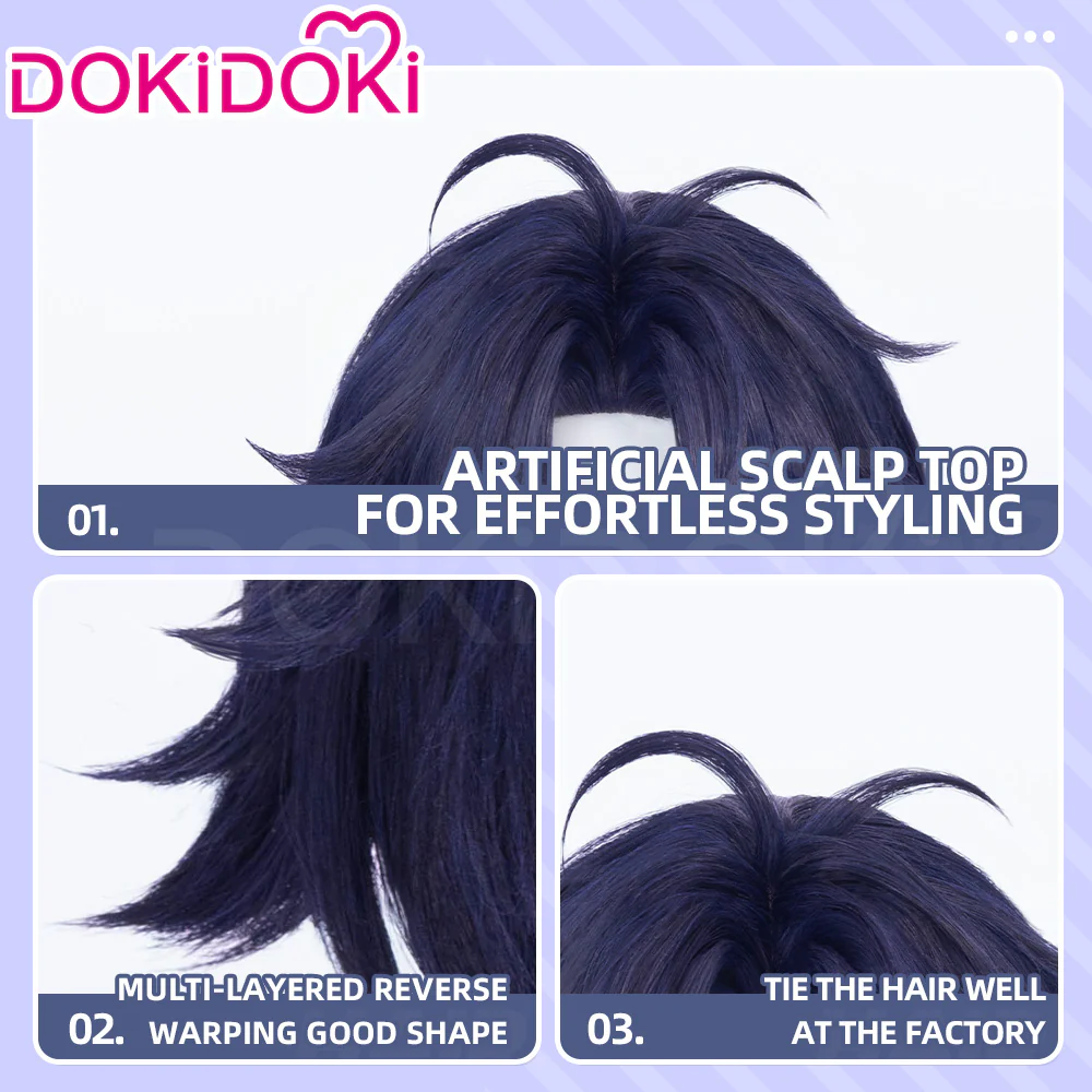 【Ready For Ship】DokiDoki Game Zenless Zone Zero Cosplay Asaba Yuma Wig / Choker / Earring / Ear Clip Short Straight Dark Blue Hair ZZZ Harumasa - Image 16