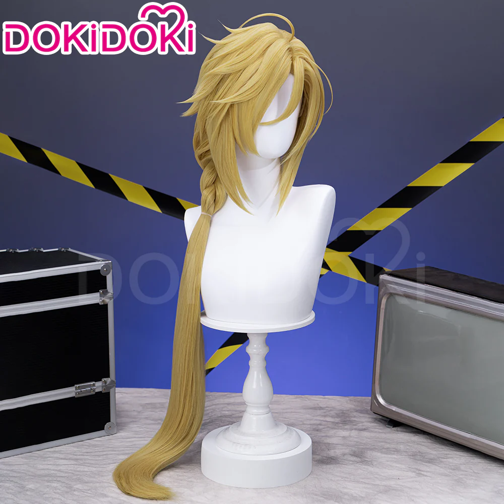 【Ready For Ship】DokiDoki Game Zenless Zone Zero Cosplay Hugo Cosplay Wig / Earrings Long Straight Blond Hair Ponytail ZZZ - Image 3