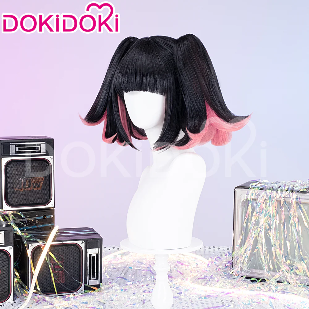 DokiDoki Game Zenless Zone Zero Cosplay Nangong Yu Wig Angels of Delusion Short Straight Black Pink Double Tail Hair ZZZ Nan Gong Yu - Image 3