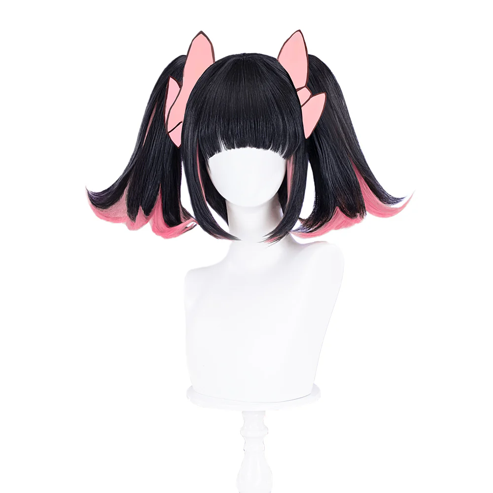 DokiDoki Game Zenless Zone Zero Cosplay Nangong Yu Wig Angels of Delusion Short Straight Black Pink Double Tail Hair ZZZ Nan Gong Yu - Image 5