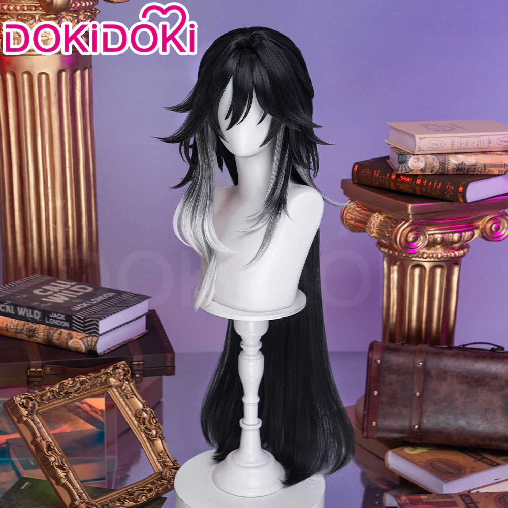 DokiDoki Honkai: Star Rail Cosplay Ashveil Wig Long Straight Dark Grey Silver Gradient Red Highlight Hair Planarcadia - Image 2
