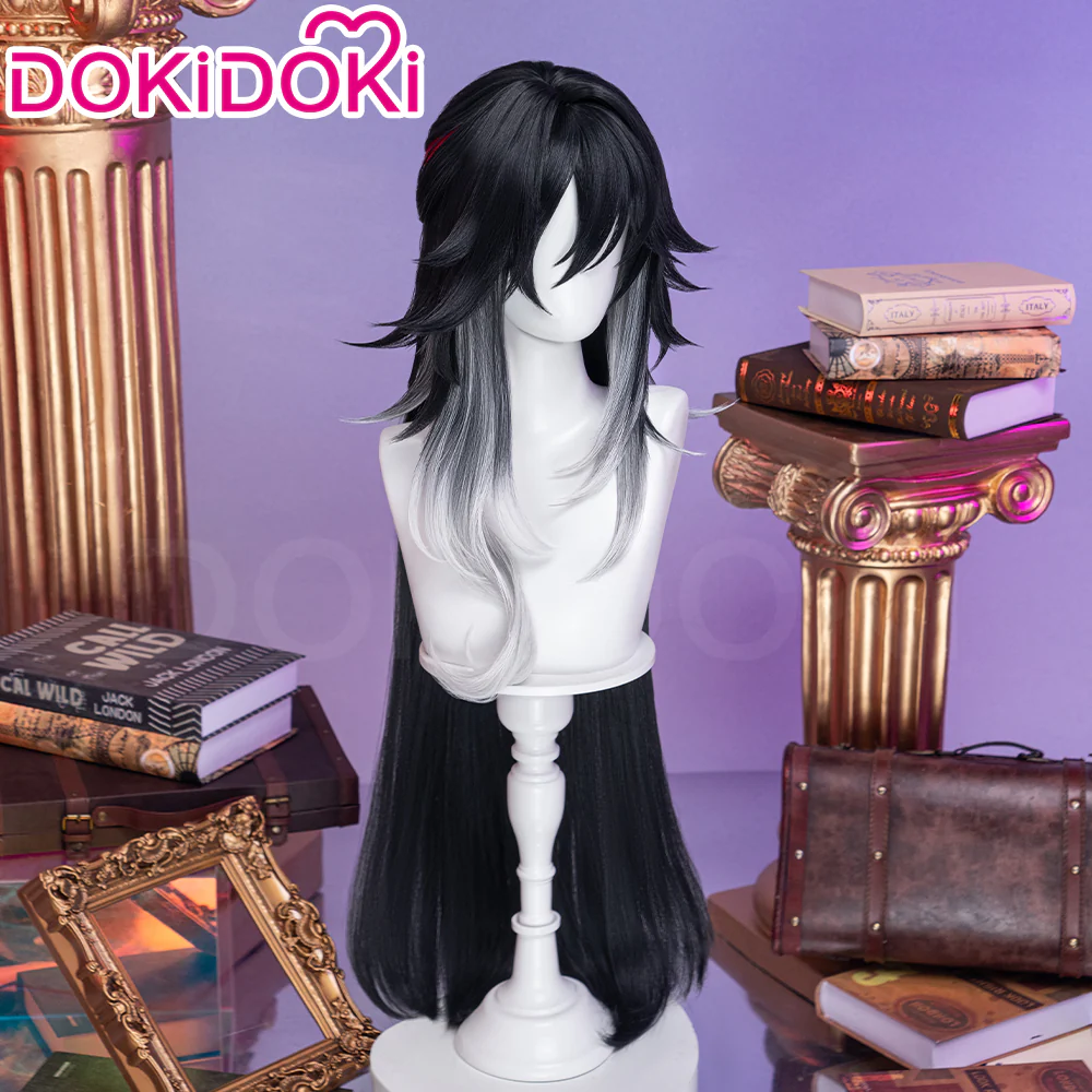 DokiDoki Honkai: Star Rail Cosplay Ashveil Wig Long Straight Dark Grey Silver Gradient Red Highlight Hair Planarcadia - Image 3